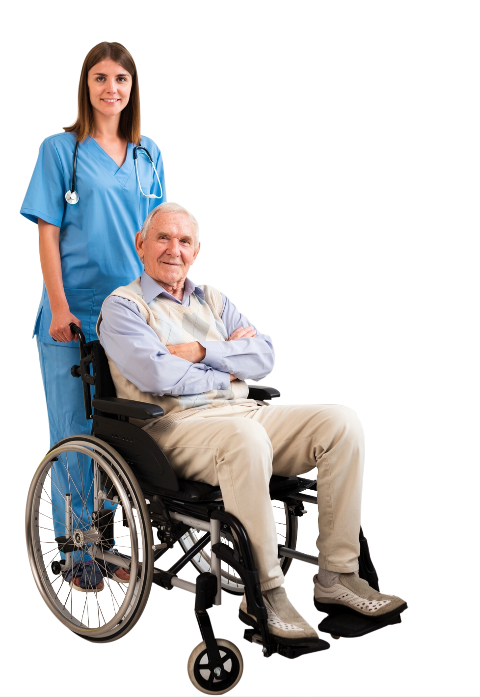 Compassionate home healthcare professional supporting an older adult