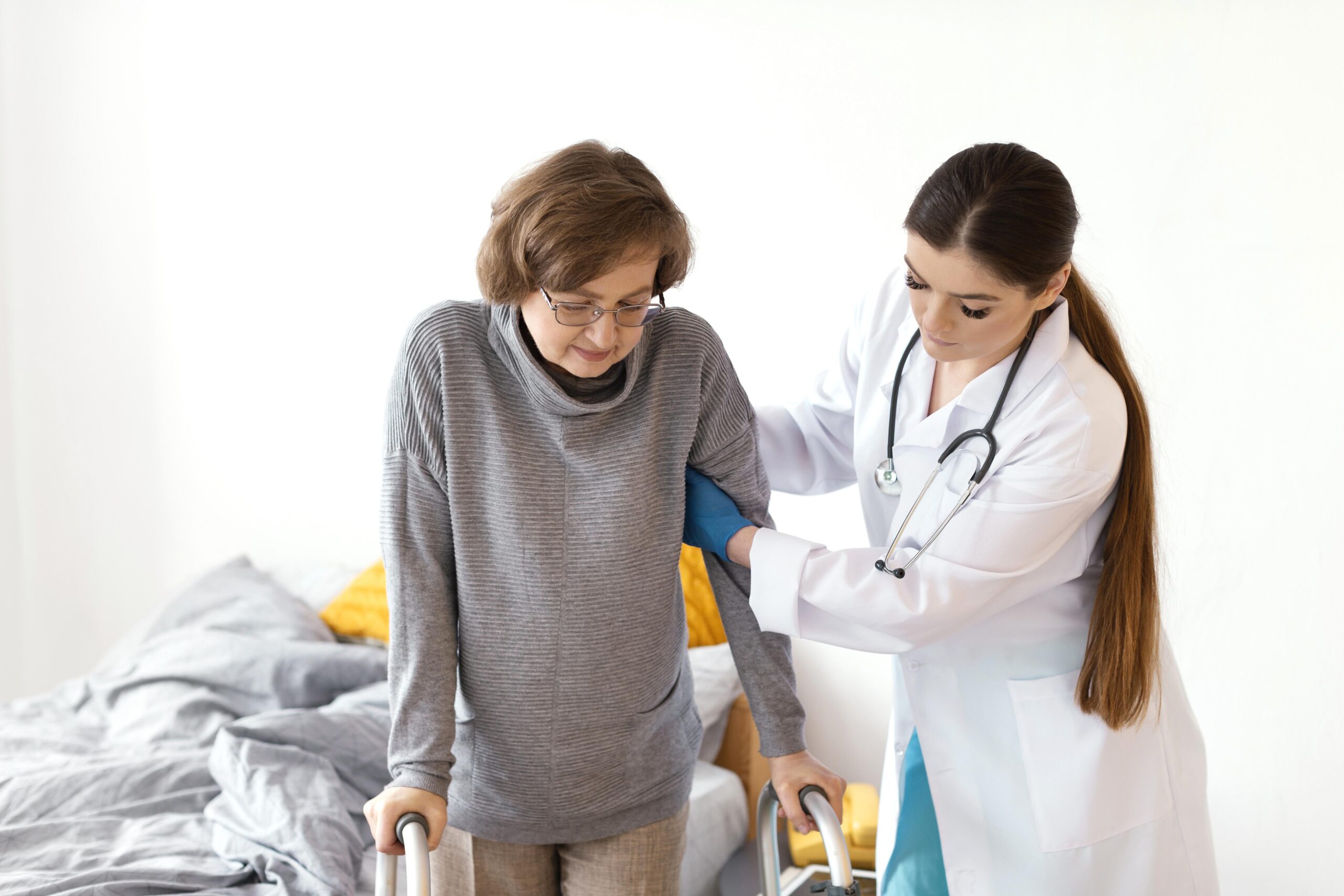 Senior receiving transportation and mobility assistance